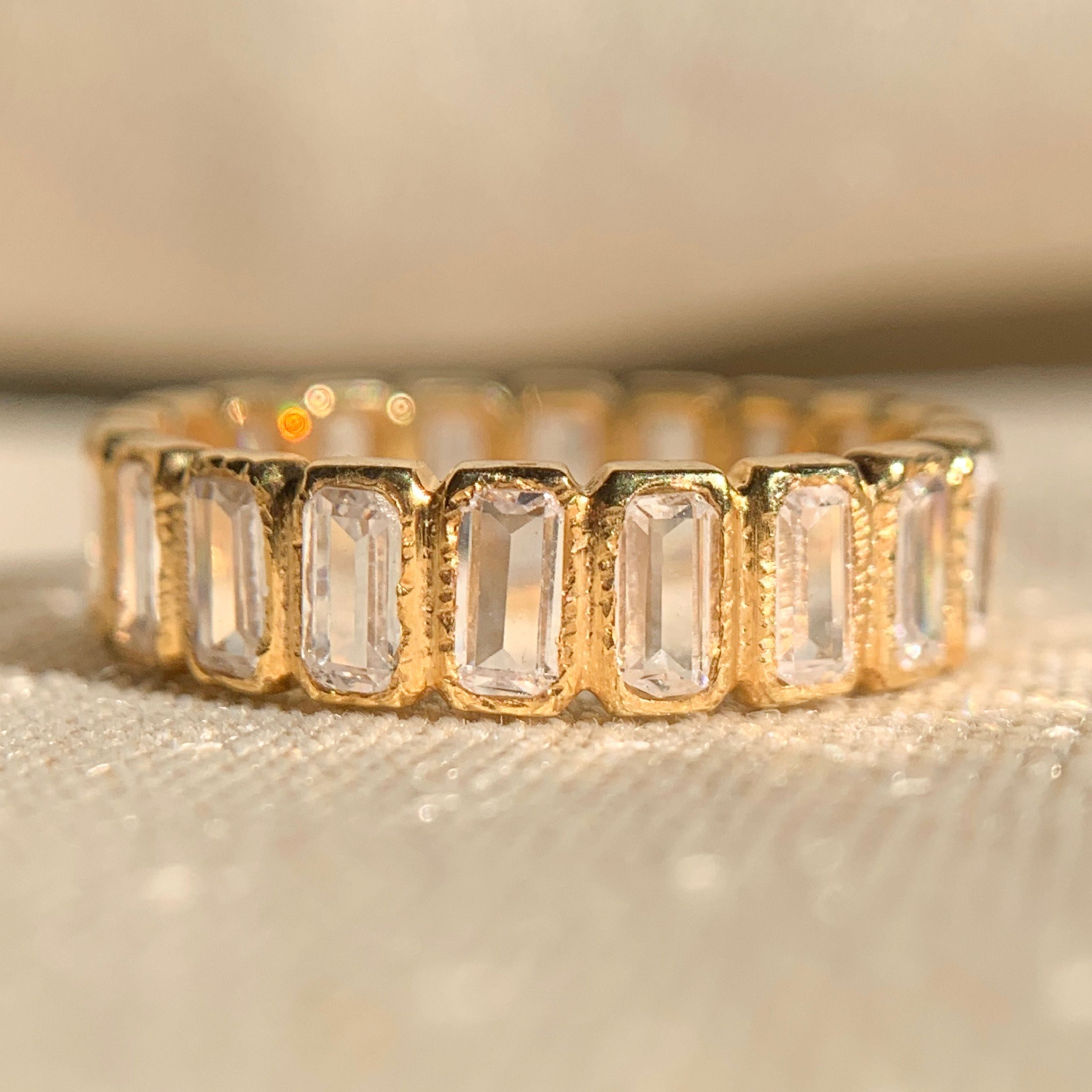 Emerald Diamond Shape Eternity Band For Women